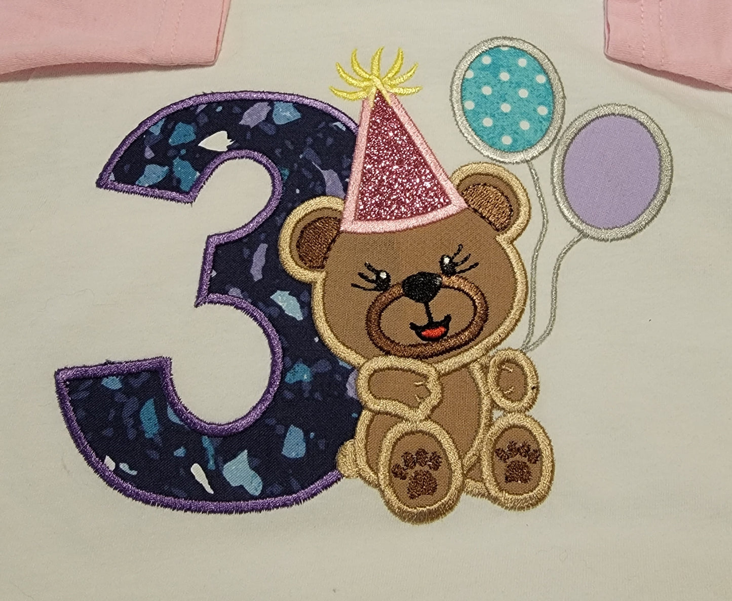 Kids Bear Birthday Shirt | Applique | Embroidery image 1