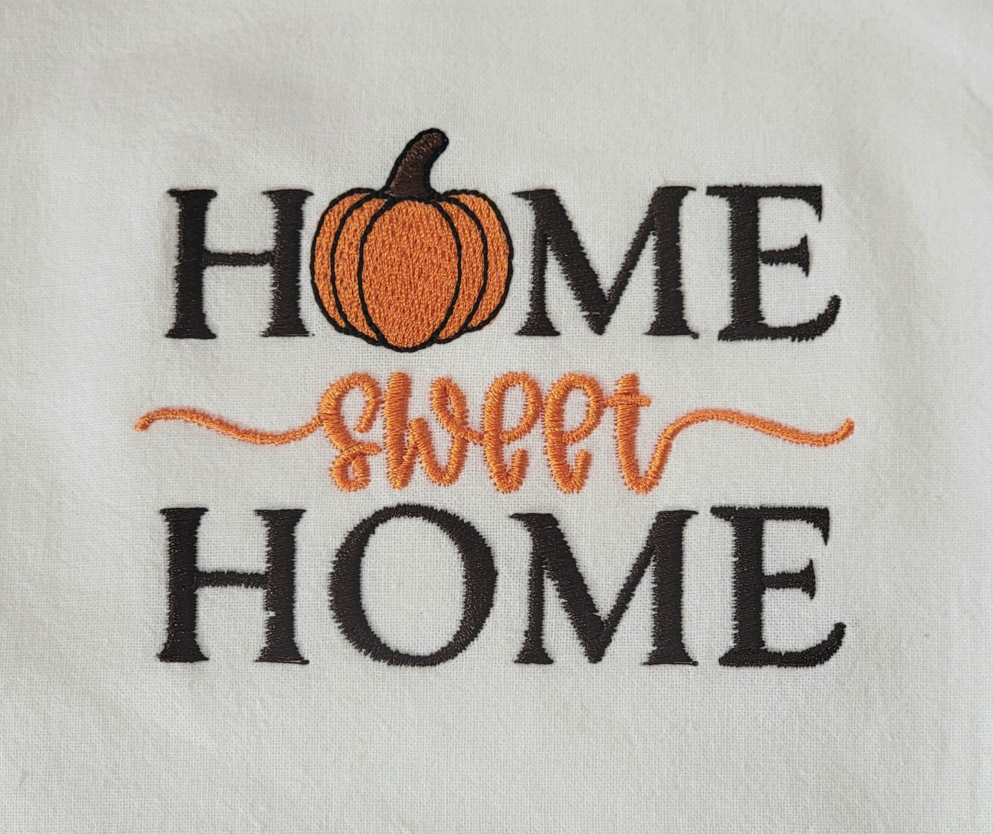Home Sweet Home Pumpkin Flour Sack Towel | Fall Halloween Decor | Embroidery image 1