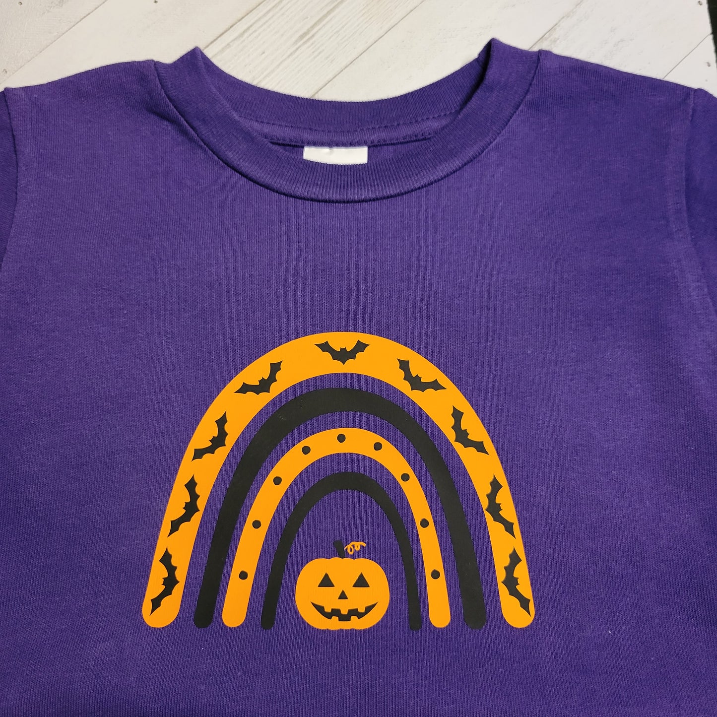 Halloween Toddler T Shirt | Pumpkin and Bats | Optional Name image 2
