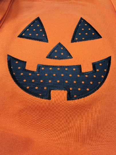 Kids Halloween Jack-o-latern T-shirt | Applique | Embroidery | Fall image 2