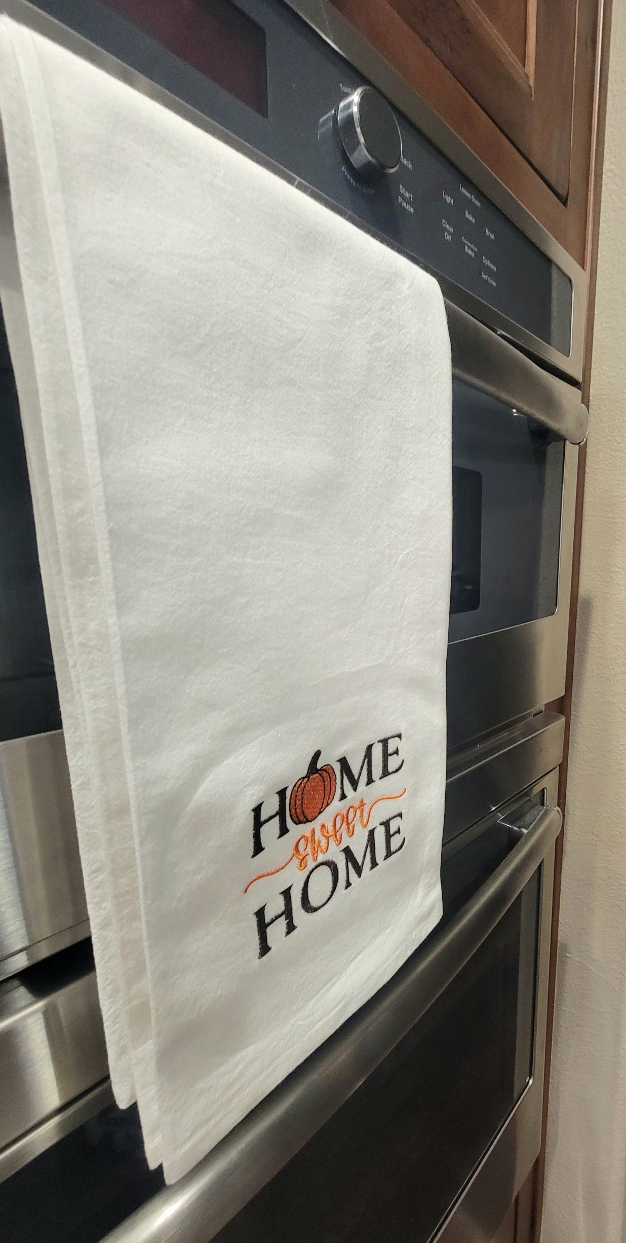Home Sweet Home Pumpkin Flour Sack Towel | Fall Halloween Decor | Embroidery image 2