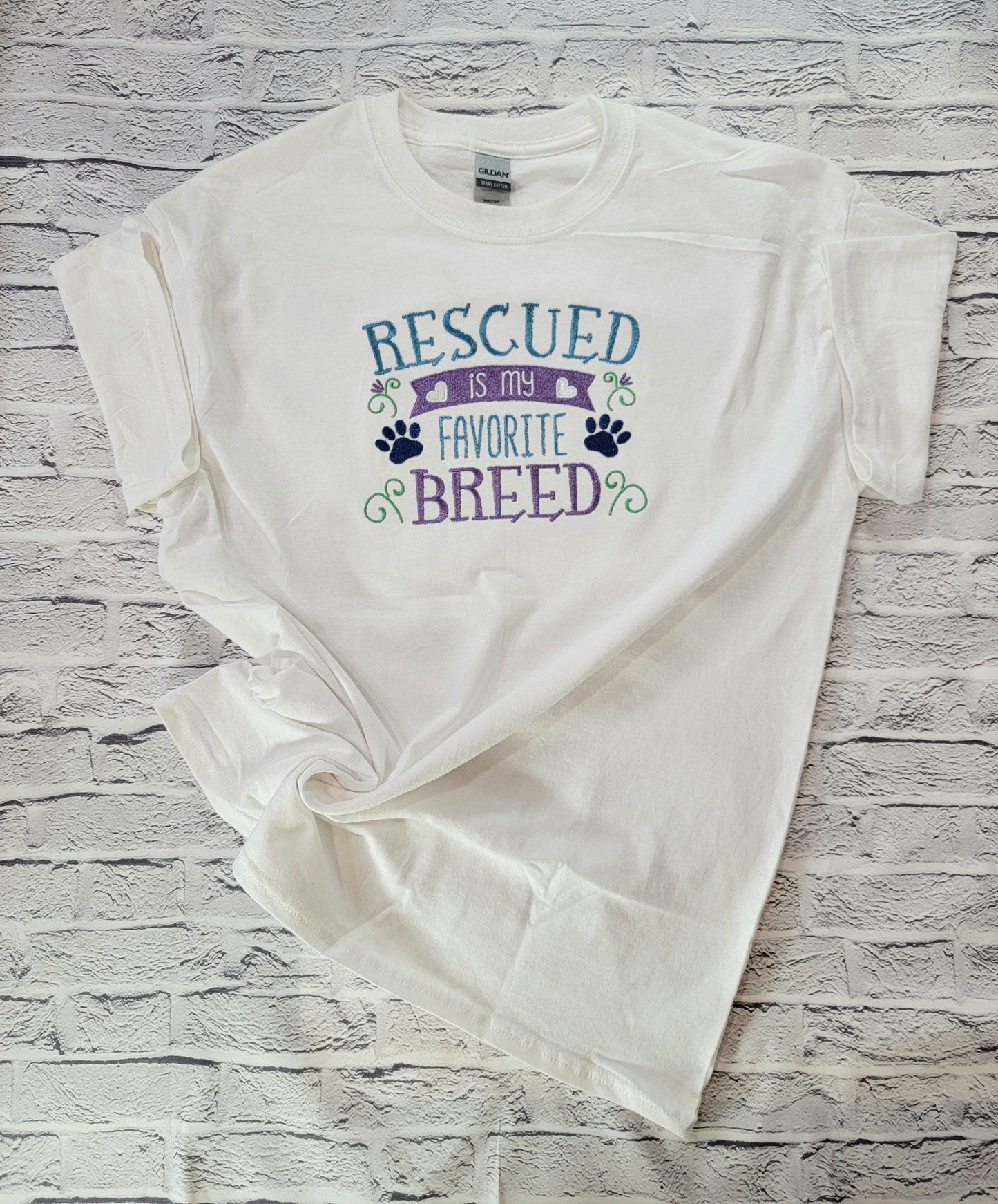 Rescued is my favorite breed T-Shirt | Dogs an Cats | Paws Collection image 0