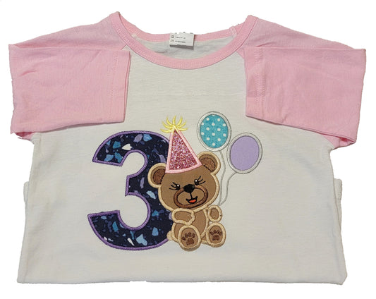 Kids Bear Birthday Shirt | Applique | Embroidery image 0