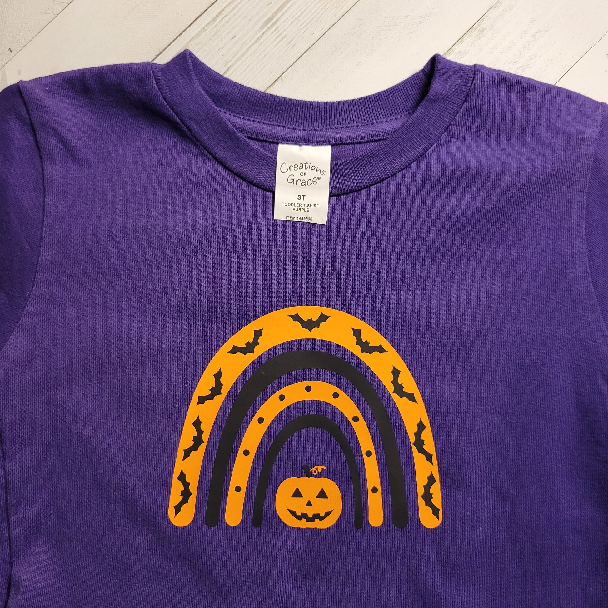Halloween Toddler T Shirt | Pumpkin and Bats | Optional Name image 6