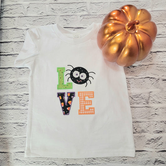 Kids Halloween Tee Shirt | Love Spider | Applique | Personalize image 0
