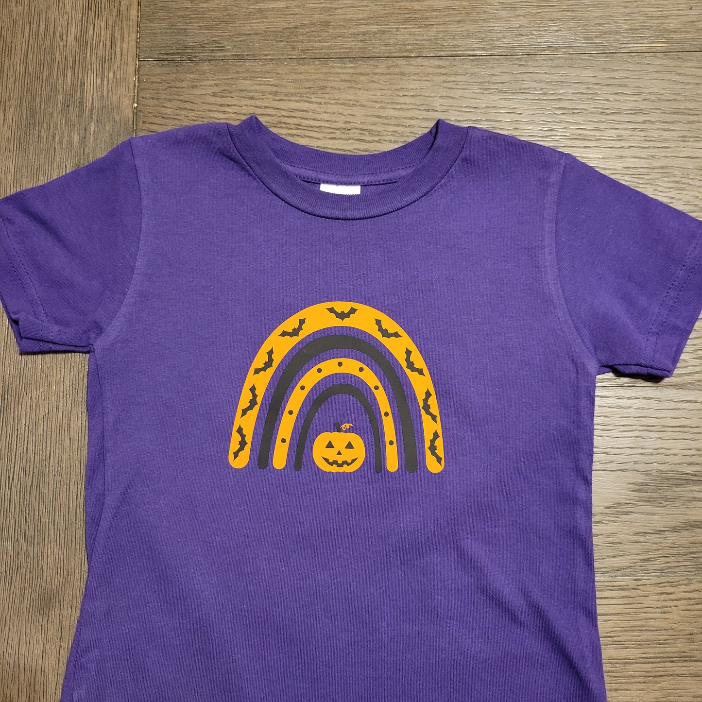 Halloween Toddler T Shirt | Pumpkin and Bats | Optional Name image 0