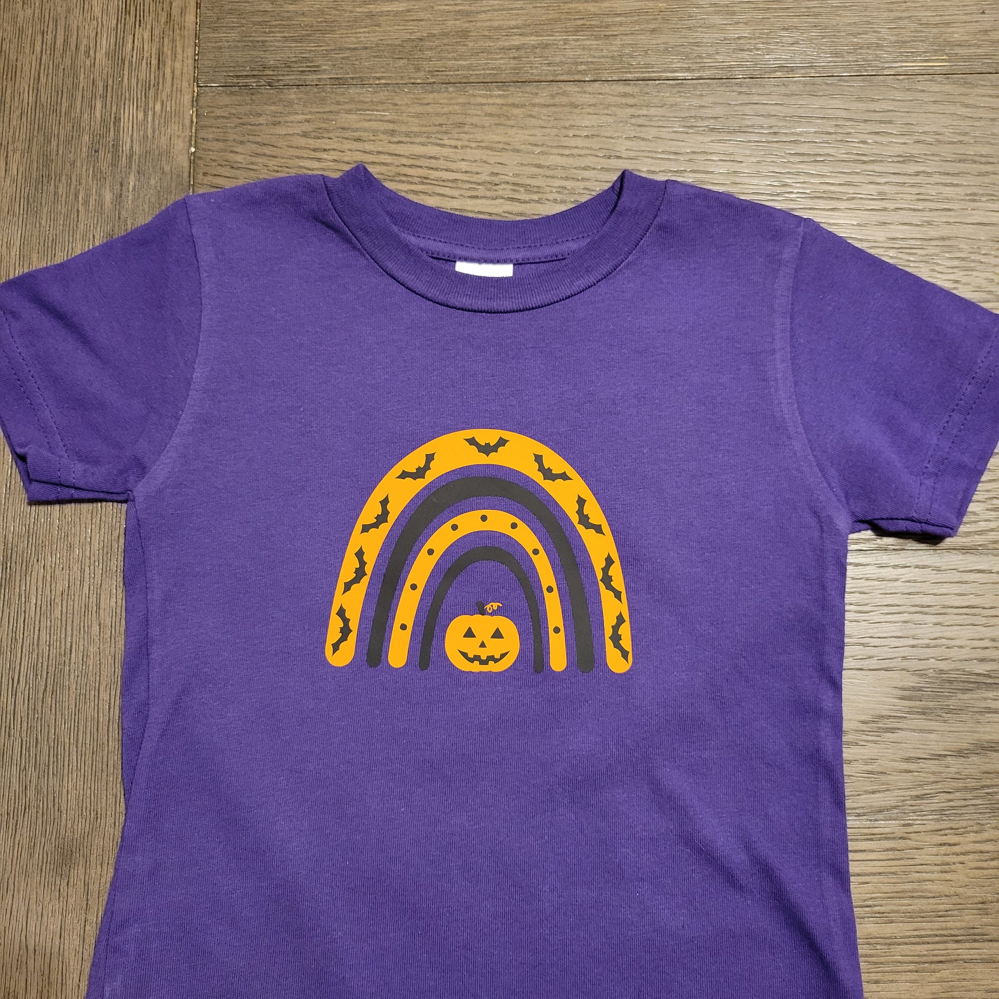 Halloween Toddler T Shirt | Pumpkin and Bats | Optional Name image 0