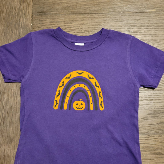 Halloween Toddler T Shirt | Pumpkin and Bats | Optional Name image 0