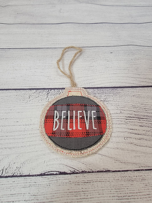 Believe Christmas Ornament | Burlap | Rustic image 1