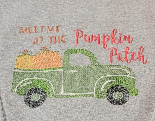 Kids Halloween/Fall Pumpkin Truck Tee Shirt | Cotton | Embroidery | Truck image 0