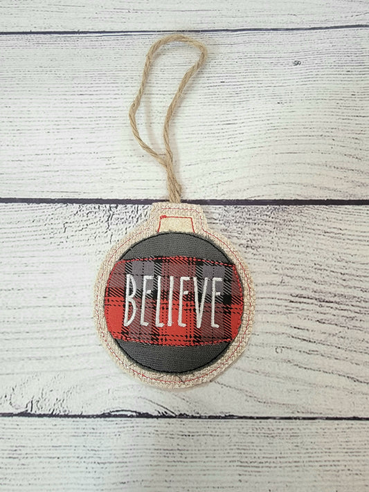 Believe Christmas Ornament | Burlap | Rustic image 0