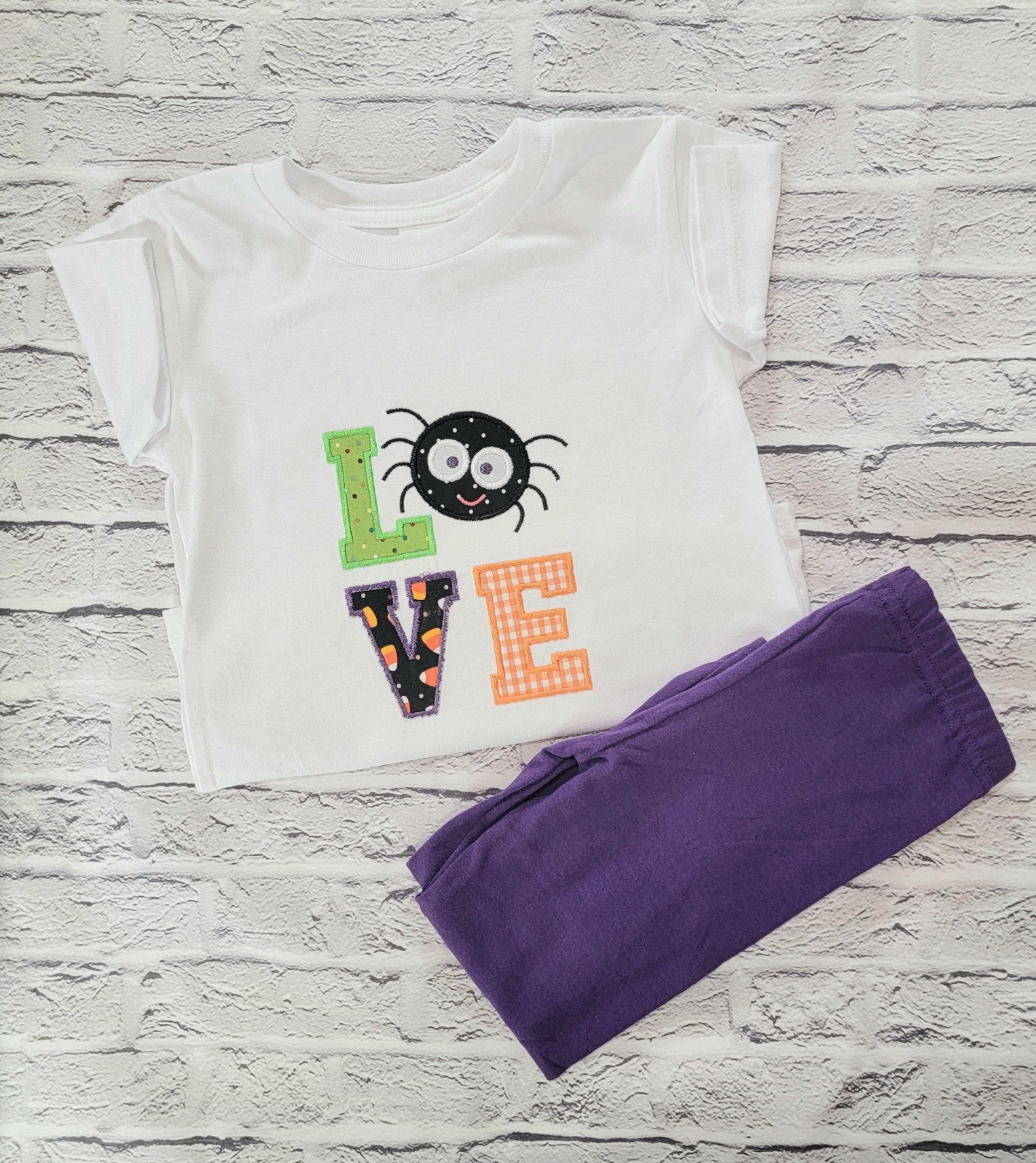 Kids Halloween Tee Shirt | Love Spider | Applique | Personalize image 1