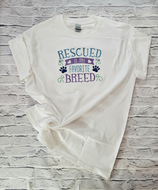Rescued is my favorite breed T-Shirt | Dogs an Cats | Paws Collection image 0
